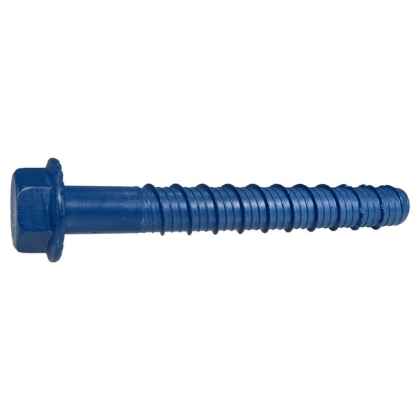 Midwest Fastener Masonry Screw, 3/4" Dia., Hex, 6 1/4 in L, Steel Blue Ruspert, 5 PK 55025